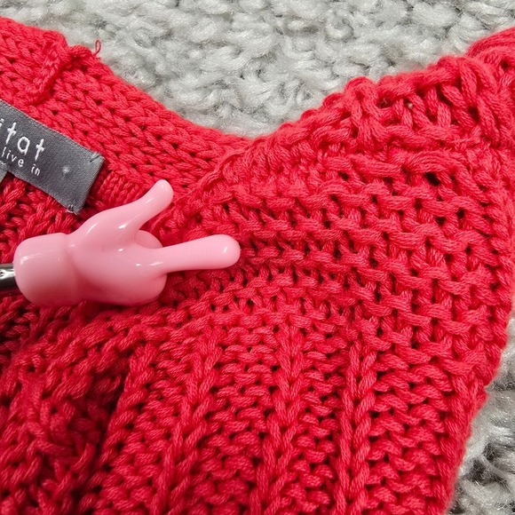 Habitat‎ Clothes To Live In Sweater Womens Small Red Drop Shoulders Knit Stretch - Picture 8 of 12